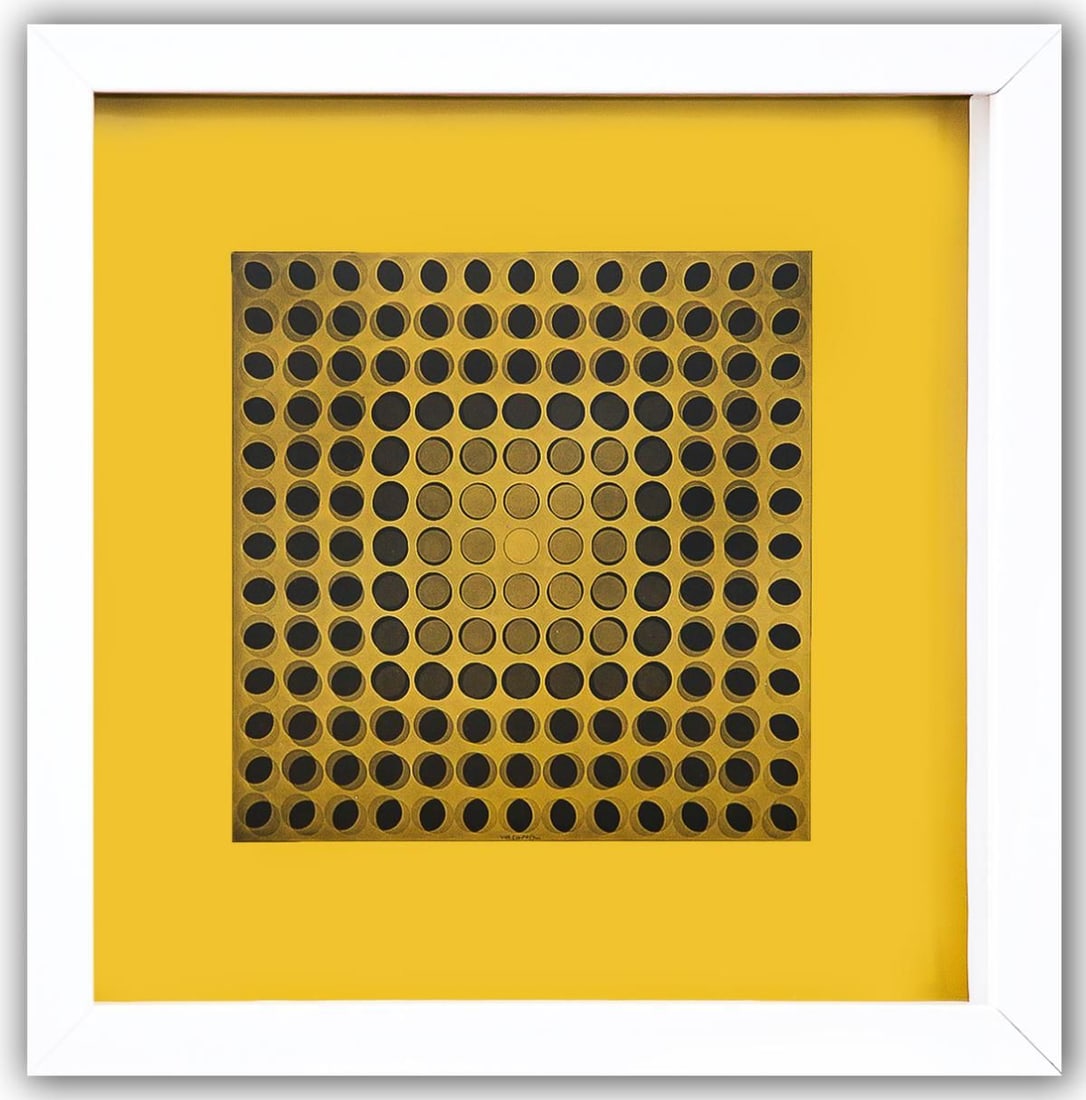 Victor Vasarely- Heliogravure Print "Untitled": Artist: Victor Vasarely. Medium: Heliogravure Print. Title: Untitled. Size: 10" x 10". Measures approx. 12" x 12" (framed). Additional: Custom Framed. Reference#: 21462.