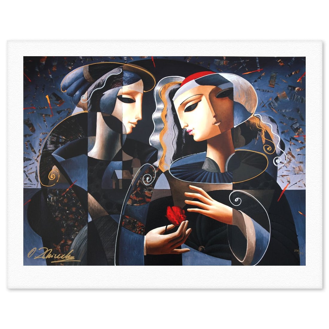 Oleg Zhivetin- Silkscreen "Friendship": Artist: Oleg Zhivetin. Medium: Silkscreen. Title: Friendship. Size: 28" x 36". Signature: Hand signed and numbered. Reference#: 74682.