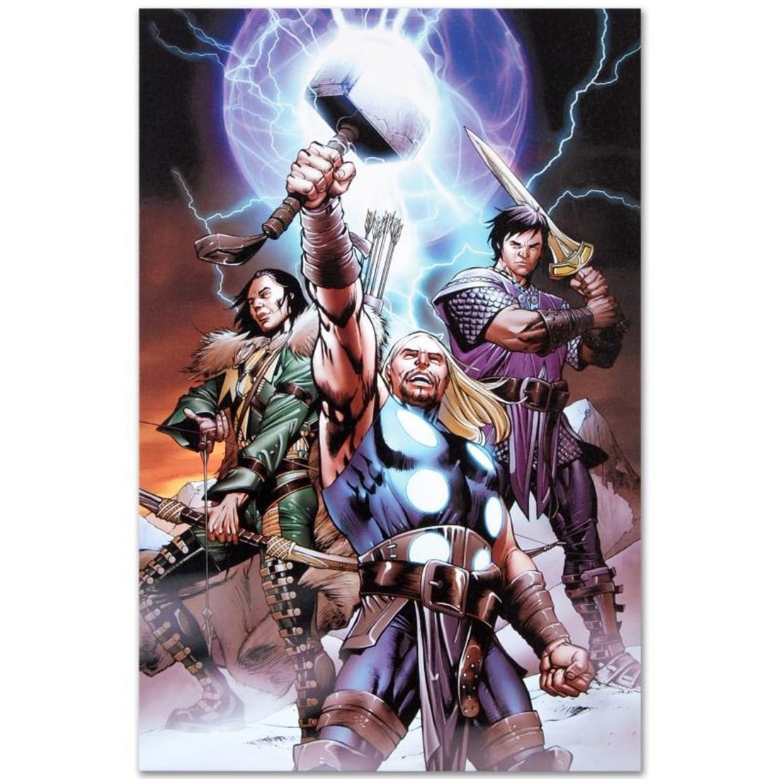 Marvel Comics "Ultimate Thor #3" Numbered Limited Edition Giclee on Canvas by Carlos Pacheco with: A piece of comic book history, this limited edition, from original art by Carlos Pacheco, depicts Thor, Loki, and Balder. Pacheco first got attention in the United States for his work as penciller on 