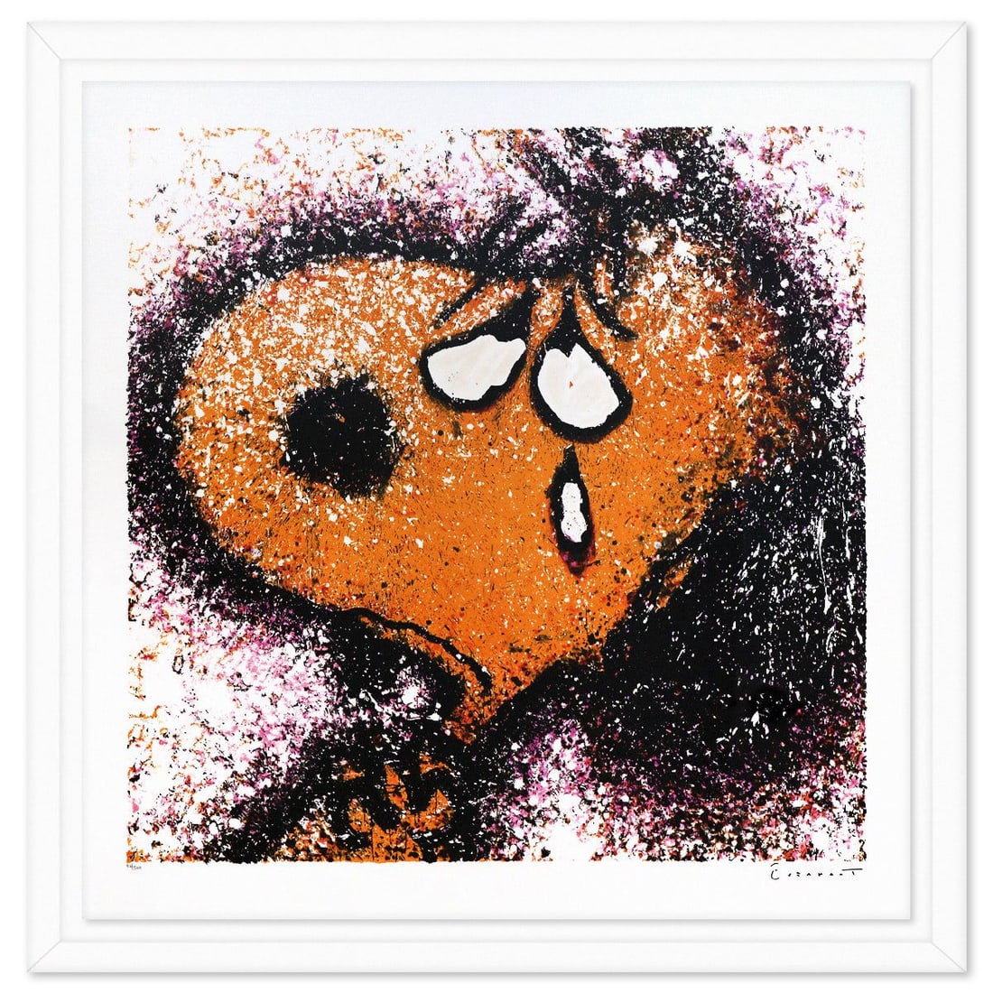 Tom Everhart- Hand Pulled Original Lithograph "The Tear": Artist: Tom Everhart. Medium: Hand Pulled Original Lithograph. Title: The Tear. Size: 36" x 36". Measures approx. 41" x 41" (framed). Signature: Hand signed and numbered. Certificate of Authenticity: 
