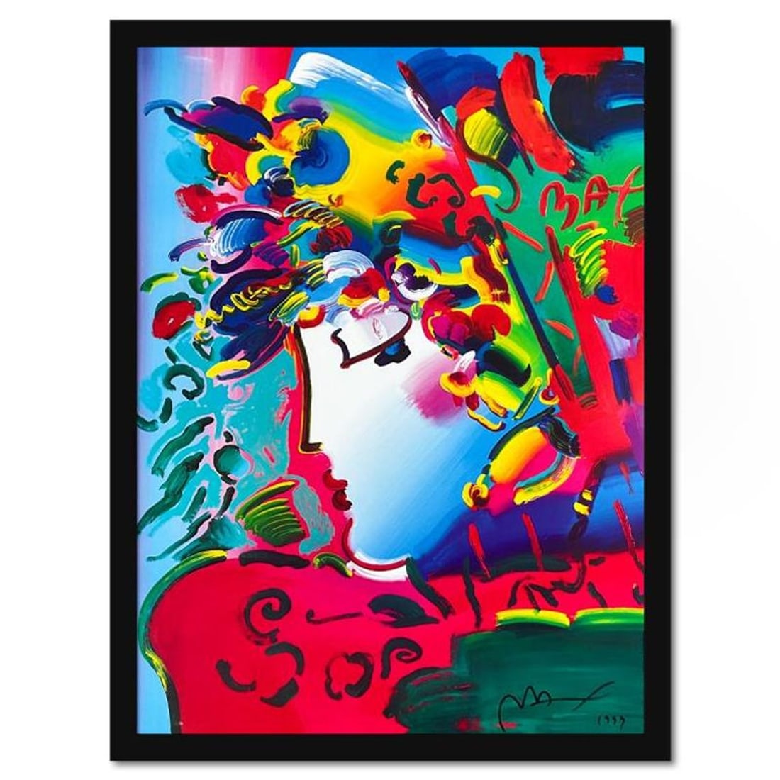 Peter Max, "Blushing Beauty" Framed Hand Signed Offset Lithograph with Letter of Authenticity. (1 of 2)