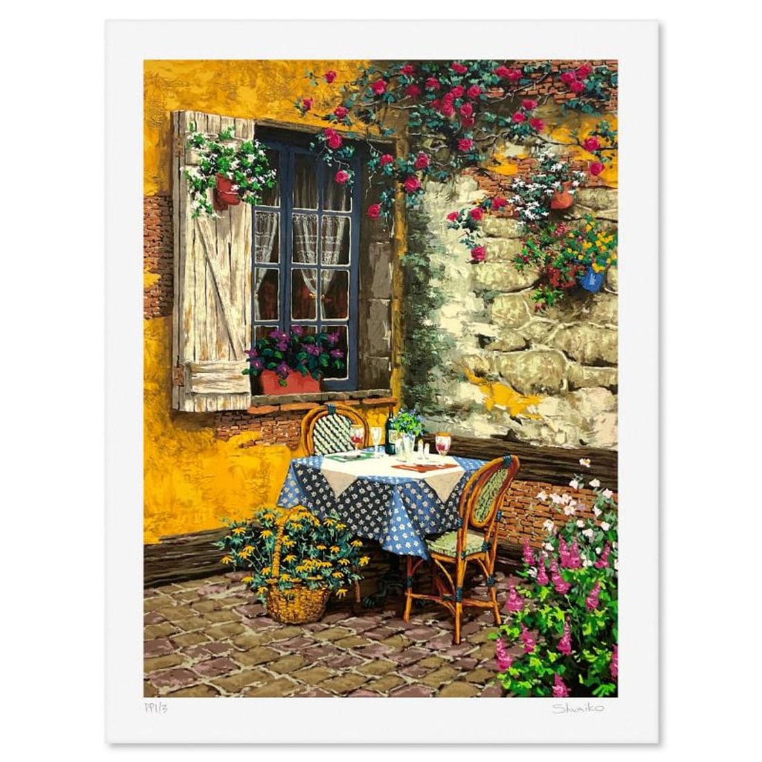 Viktor Shvaiko, Limited Edition Printer's Proof Serigraph, Numbered 1/3 and Hand Signed with Letter: This is a limited edition printer's proof serigraph on paper by Viktor Shvaiko, numbered 1/3 and hand signed by the artist. Includes Letter of Authenticity. Measures approx. 27.5" x 21" (border), 24" 