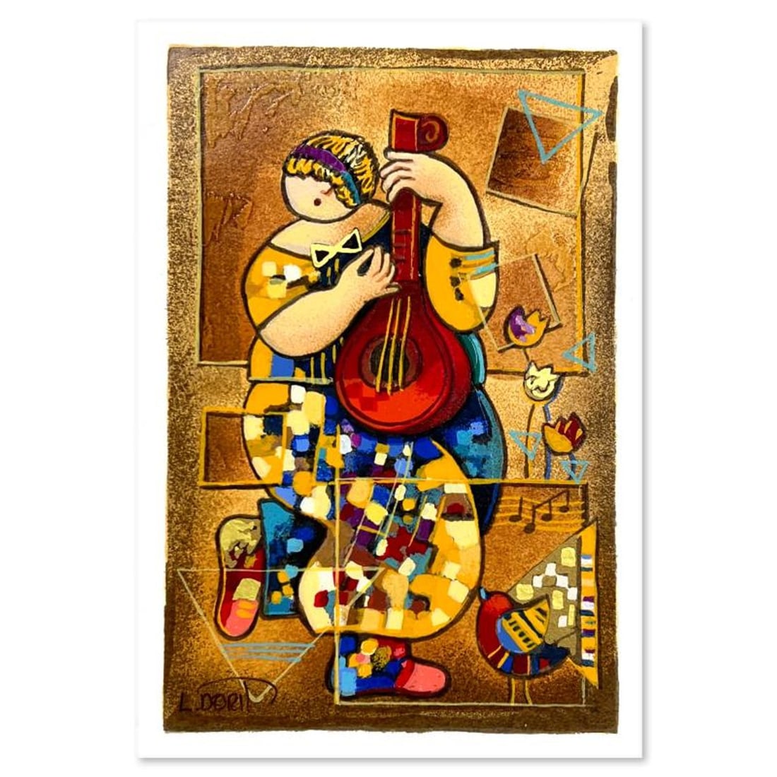 Dorit Levi, "Banjo Song" Limited Edition Serigraph, Numbered and Hand Signed with Letter of: "Banjo Song" is a limited edition serigraph on paper by Dorit Levi. The piece comes hand signed by the artist, numbered, and with a letter of authenticity. Measures approximately 8" x 5.5".