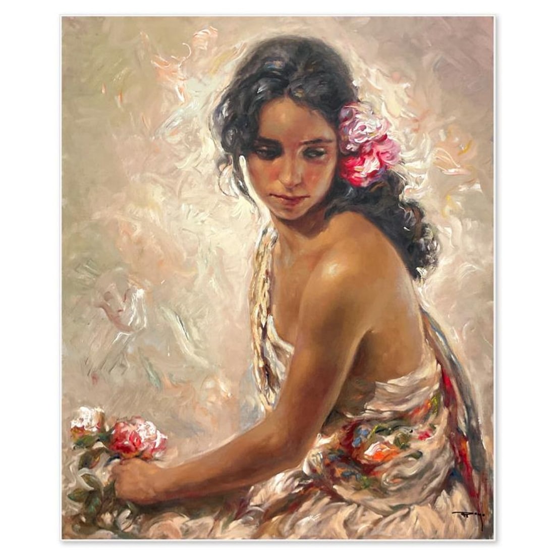 Royo, "Andaluza" Limited Edition Printer's Proof on Clay-Board (29" x 24"), Numbered and Hand Signed: Andaluza is a limited edition printer's proof on clay-board by Royo, numbered and hand signed by the artist. Includes Letter of Authenticity. Measures approx. 29" x 24" (image). Reference#: 93411.