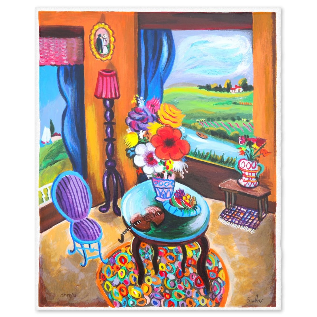 Shlmo Alter- Serigraph "Music Room": Artist: Shlmo Alter. Medium: Serigraph. Title: Music Room. Size: 18" x 15". Signature: Hand signed and numbered. Reference#: 74793.