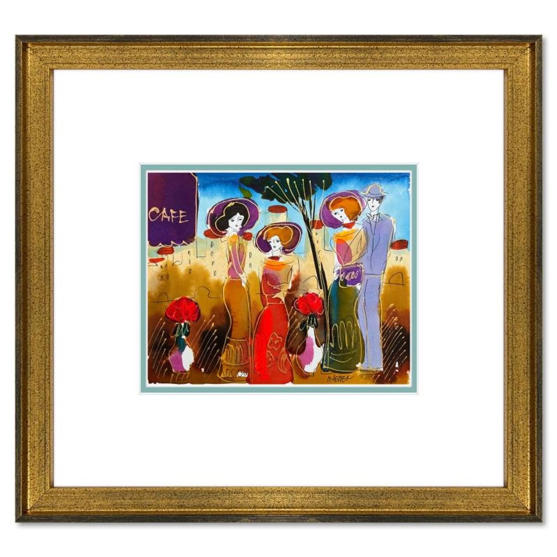 Moshe Leider, Framed Original Mixed Media Watercolor Painting, Hand Signed with Letter of: This is an original mixed media watercolor painting on paper by Moshe Leider. Hand signed by the artist, this piece comes custom framed and includes a Letter of Authenticity. Measures approximately
