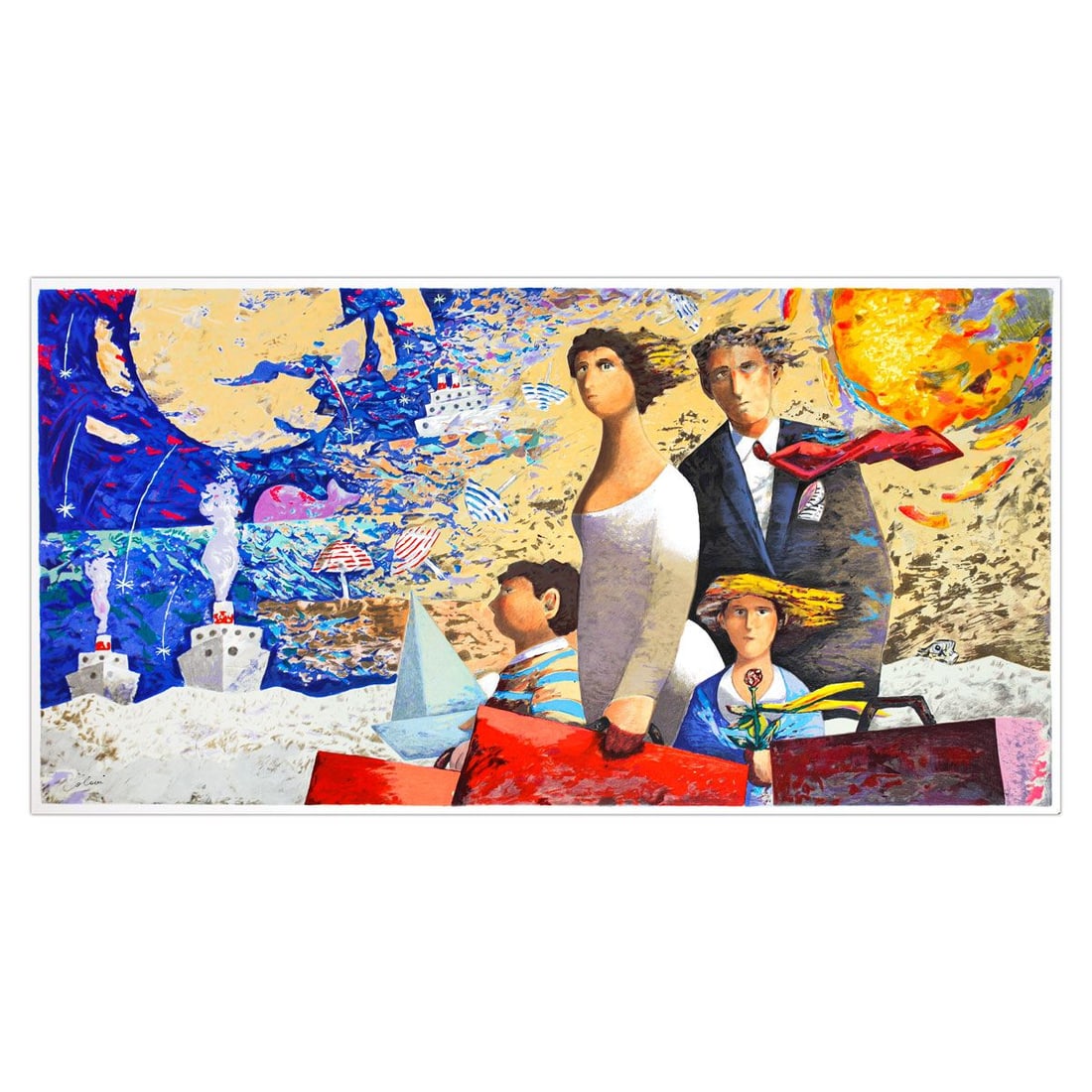 Giampaolo Talani- SIlkscreen on Paper "Un Grande Viaggio": Artist: Giampaolo Talani. Medium: SIlkscreen on Paper. Title: Un Grande Viaggio. Size: 29" x 56". Signature: Hand Signed and numbered. Certificate of Authenticity: Is included. Additional: Edition num