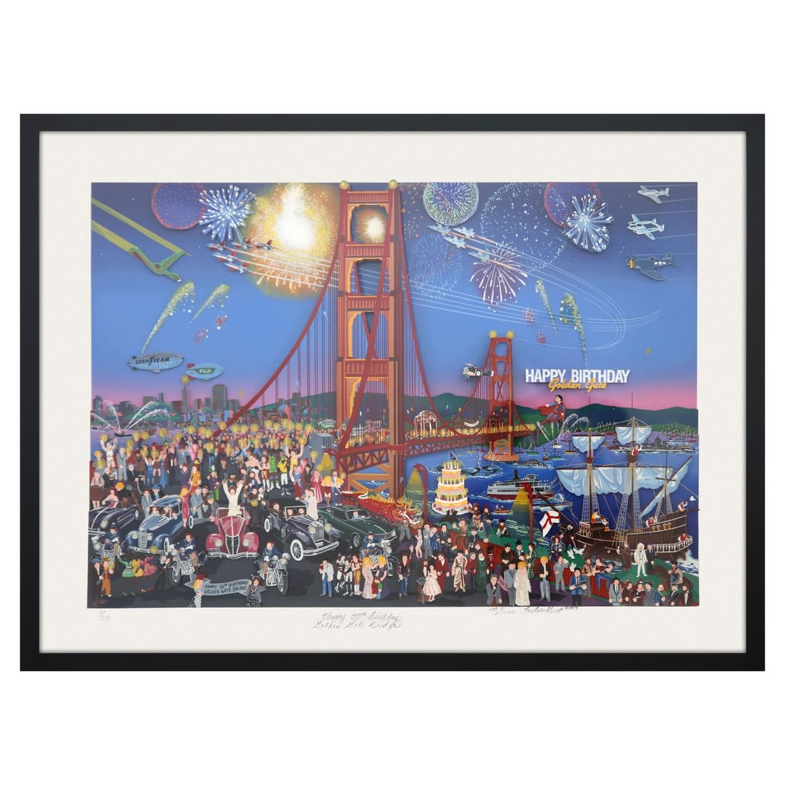 Melanie Taylor- 3D Construction Serigraph on Paper "Happy 50 Birthday Golden Gate Bridge" (1 of 4)