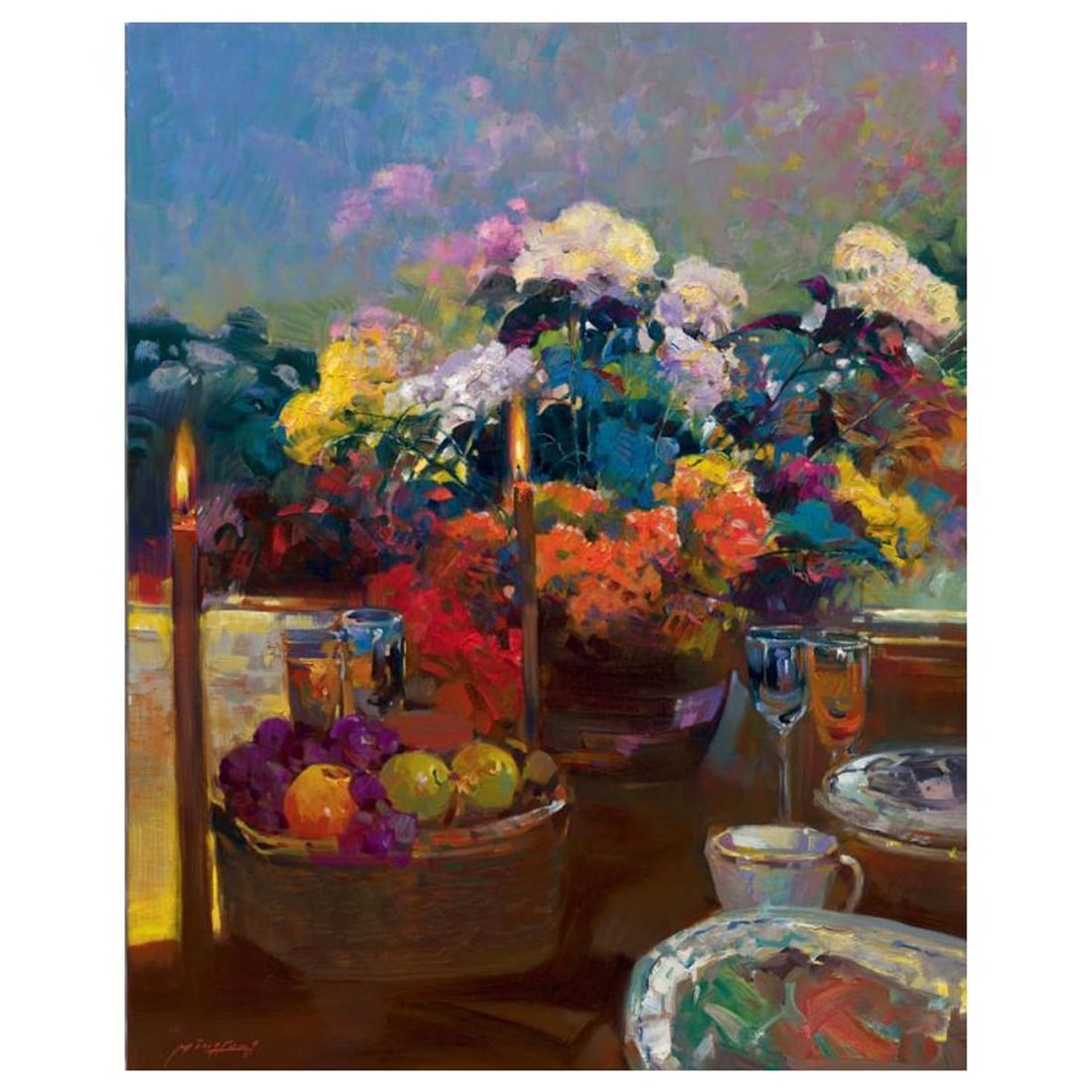 Ming Feng, "Candlelight Dinner" Limited Edition on Canvas, Numbered and Hand Signed with Letter of: Candlelight Dinner is a limited edition giclee on canvas by Ming Feng, Numbered and hand signed by the artist. Includes Letter of Authenticity. Measures approx. 24" x 30" (image).