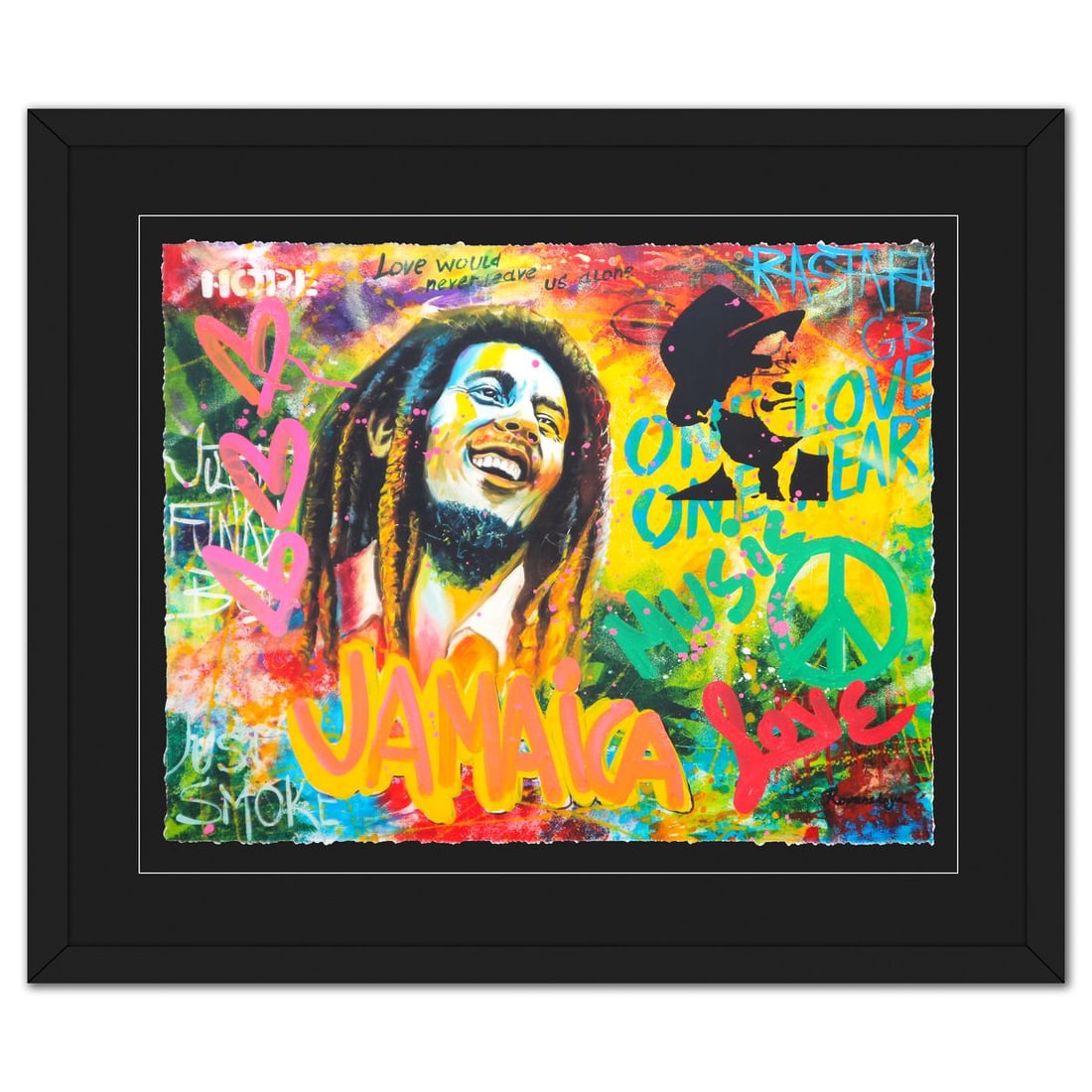Nastya Rovenskaya- Original Mixed Media on Deckle Edge Paper "Bob Marley" (1 of 2)