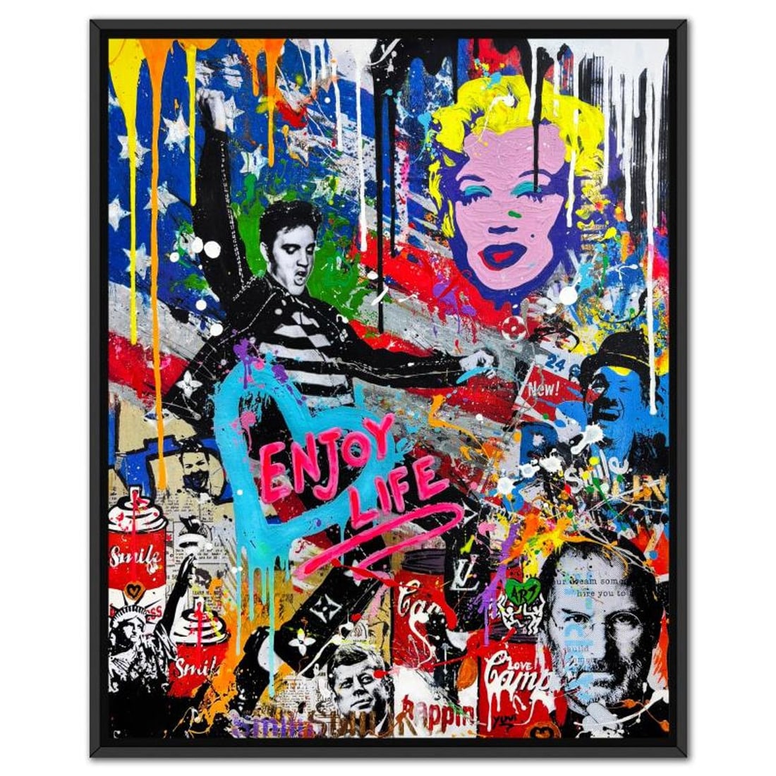 Yuvi, "Enjoy Life" Framed Hand Embellished Limited Edition on Canvas, Numbered 15/45 and Hand Signed: Enjoy Life is a hand embellished limited edition giclee on canvas by Yuvi, numbered 15/45 and hand signed by the artist. This piece comes custom framed. Includes Letter of Authenticity. Measures appro