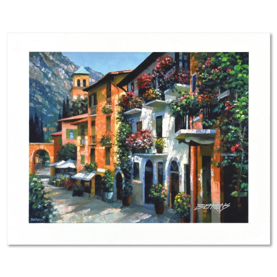 Howard Behrens (1933-2014), "Village Hideaway" Limited Edition, Numbered and Signed with Letter of: Village Hideaway is a limited edition giclee on paper by Howard Behrens (1933-2014), numbered and bearing Behrens's authorized signature. Includes Letter of Authenticity. Measures approx. 12" x 10"