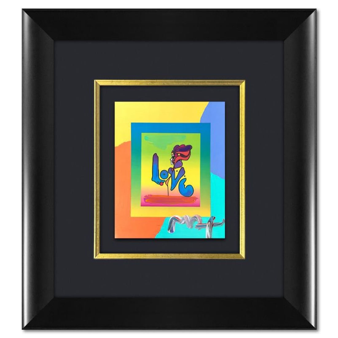 Peter Max, "Love" Framed One-of-a-Kind Acrylic Mixed Media, Hand Signed with Registration Number (1 of 3)