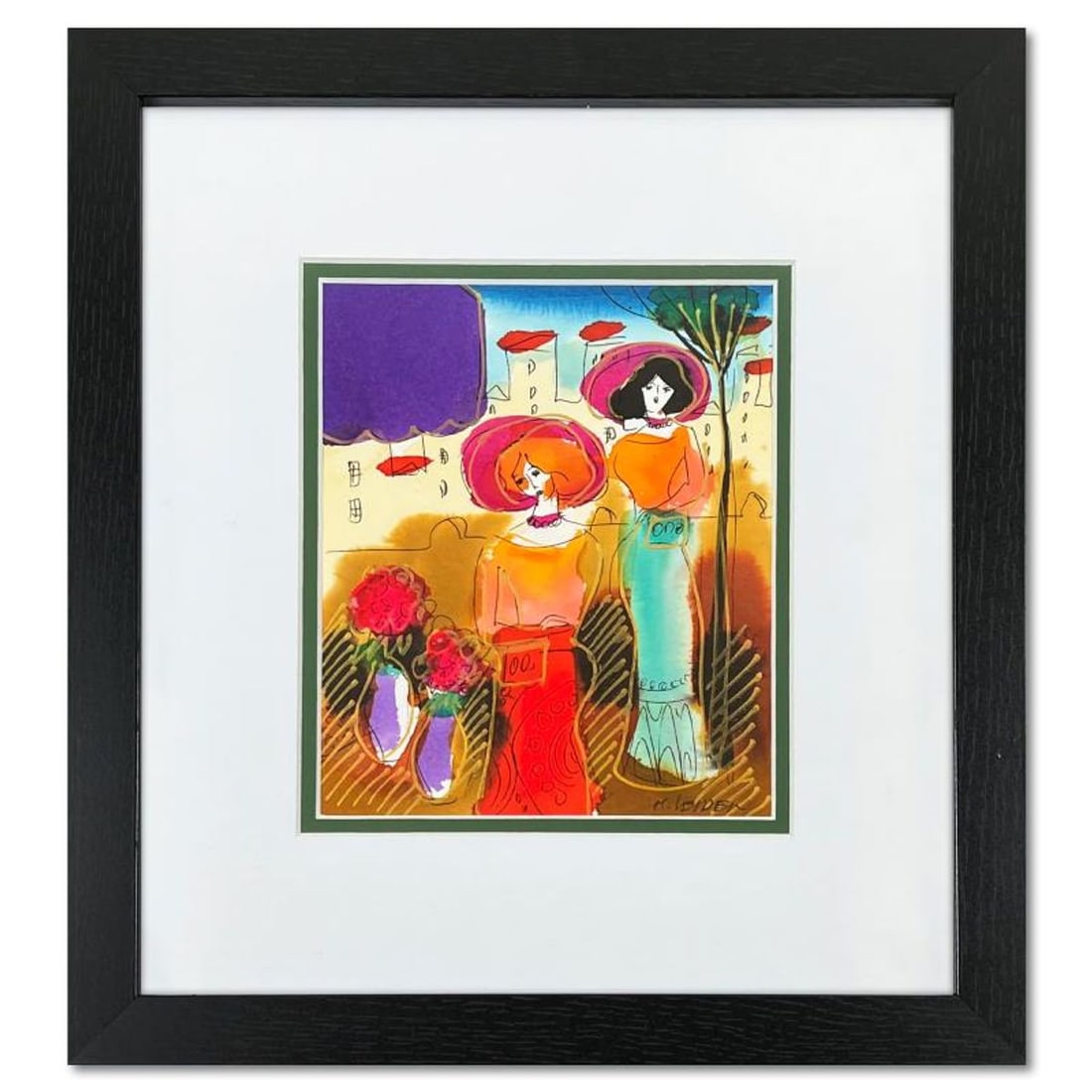 Moshe Leider, Framed Original Mixed Media Watercolor Painting, Hand Signed with Letter of: This is an original mixed media watercolor painting on paper by Moshe Leider, hand signed by the artist. This piece comes custom framed and includes a Letter of Authenticity. Measures approximately