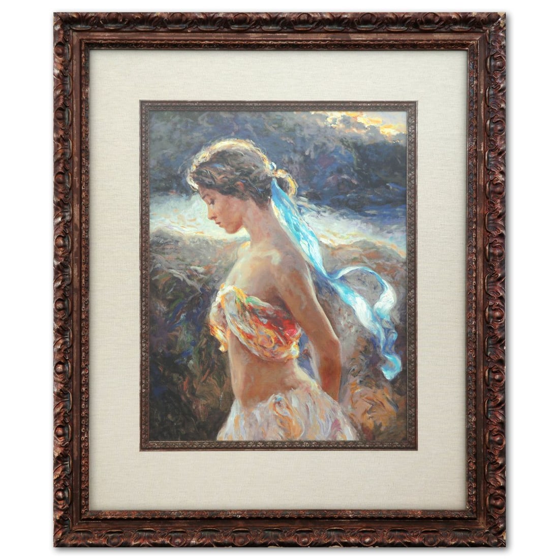 Royo- "Instante de Luz": Artist: Royo. Title: Instante de Luz. Size: 24" x 20". Measures approx. 40" x 34" (framed). Signature: Hand Signed. Reference#: 74565.