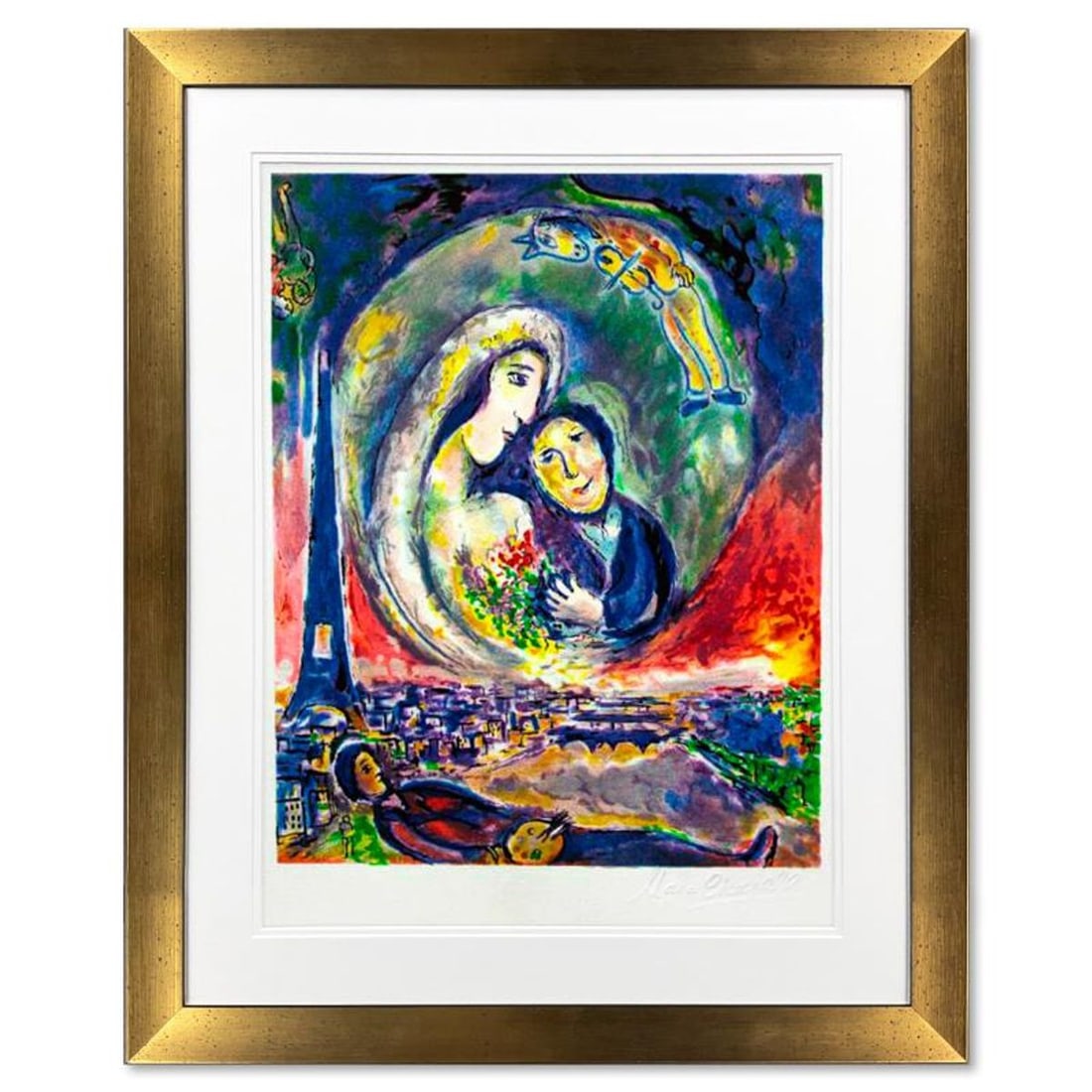 Marc Chagall (1887-1985), "Le Songe" Framed Limited Edition Lithograph with Letter of Authenticity.: Le Songe is a framed limited edition lithograph on paper by Marc Chagall (1887-1985). Printed by Atelier Tete a Tete in Paris and authorized by the Chagall Estate and ADAGP Paris , the piece is plate 