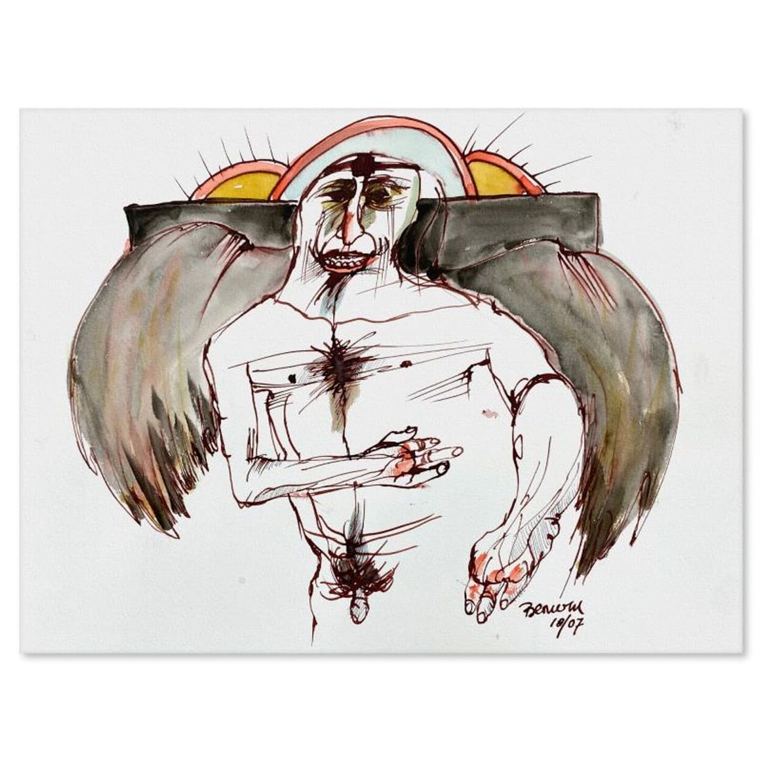 Milton Berwin (1925-2023), Original Painting (11" x 15"), Hand Signed with Letter of Authenticity.: This is an original painting on paper by Milton Berwin (1925-2023), hand signed by the artist. Includes Letter of Authenticity. Measures approx. 11" x 15" (image).