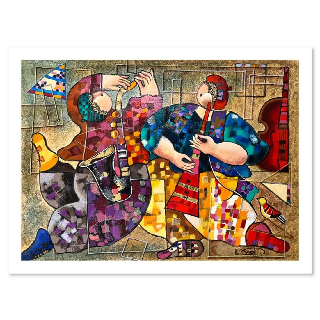 Dorit Levi, "Jazz Dancers" Limited Edition Serigraph, Hand Signed and Numbered with Letter of: Jazz Dancers is a limited edition serigraph on paper by Dorit Levi. The piece comes hand signed by the artist, numbered, and with a letter of authenticity. Measures approximately 14" x 19". Reference#
