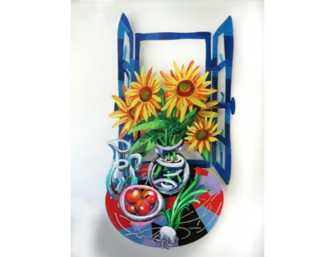 David Gerstein- Mixed Media Cutout Aluminum "Hello Vincent": Artist: David Gerstein. Medium: Mixed Media Cutout Aluminum. Title: Hello Vincent. Size: 28" x 51". Signature: Signed and numbered. Certificate of Authenticity: Is included. Additional: Limited editio
