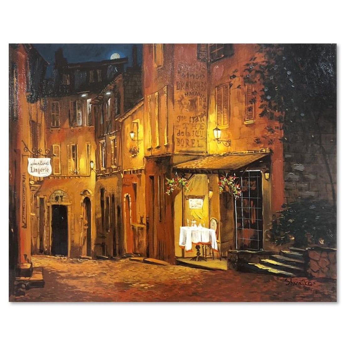 Viktor Shvaiko, "Moonrise at the Rodez" Hand Embellished Limited Edition Printer's Proof on Canvas, (1 of 2)