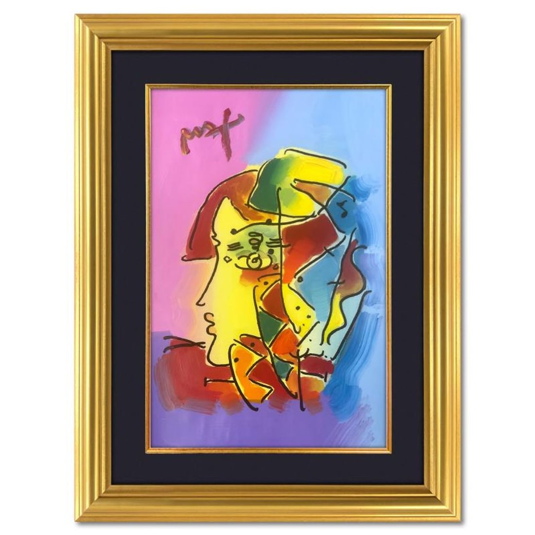 Peter Max, "Billboard Centennial" Framed One-of-a-Kind Acrylic Mixed Media (48.5" x 36.5"), Hand (1 of 3)