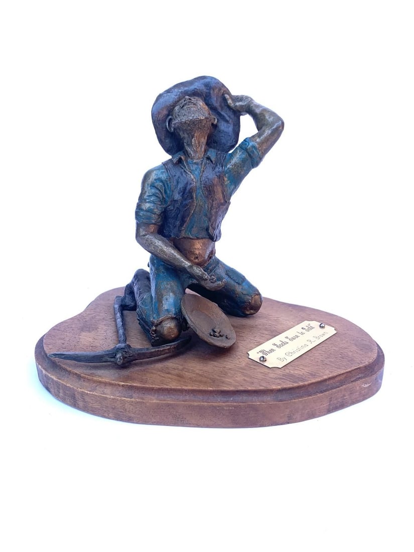 Christina Brown- Bronze Sculpture "When Fools Turn to Gold": Artist: Christina Brown. Medium: Bronze Sculpture. Title: When Fools Turn to Gold. Size: 10" x 10". Additional: Size: 10x10x10". Reference#: 24989.