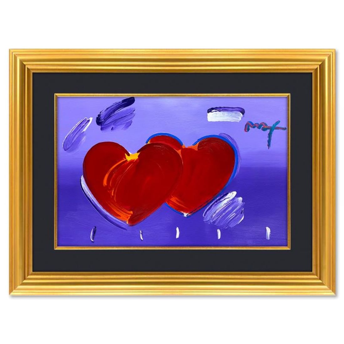 Peter Max, "Two Hearts as One" Framed One-of-a-Kind Mixed Media, Hand Signed with Registration (1 of 2)