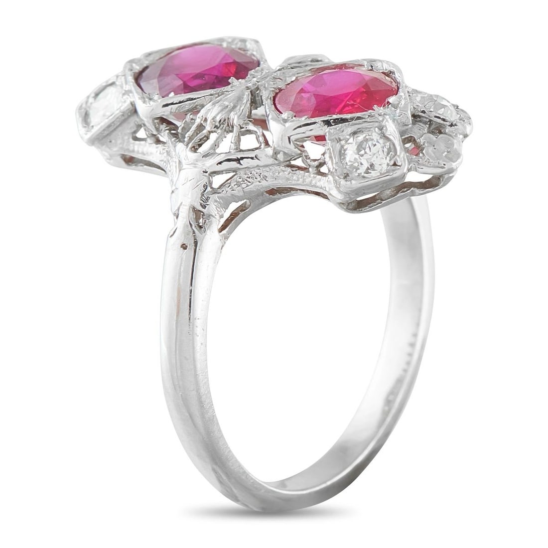 ANTIQUE PLATINUM 1.85CT RUBY RING - 2
