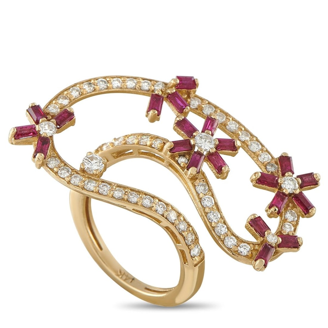 14K YELLOW GOLD 0.65CT DIAMOND AND RUBY RING (1 of 4)