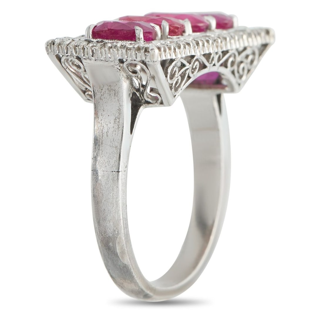 PLATINUM 0.60CT DIAMOND AND RUBY RING - 2