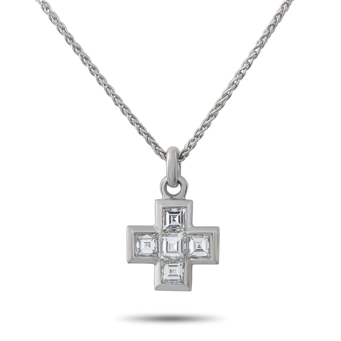 BVLGARI 18K WHITE GOLD 1.0CT DIAMOND CROSS PENDANT NECKLACE: This Bvlgari necklace is an understated piece with obvious elegance. The classic cross-shaped pendant makes a statement thanks to inset Diamonds with a total weight of 1.0 carats. Set in 18K White Gol