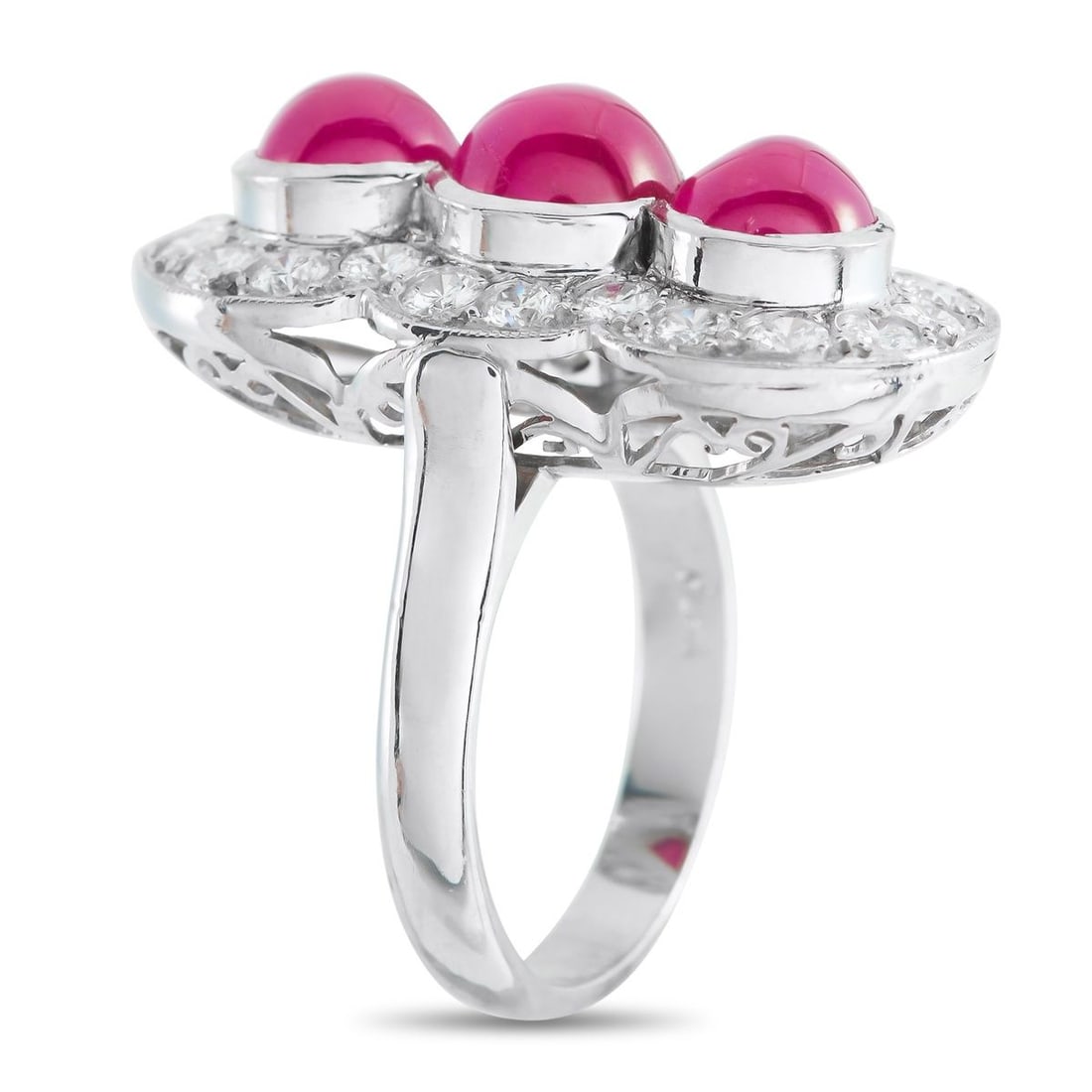 PLATINUM 1.85CT DIAMOND AND RUBY RING - 2