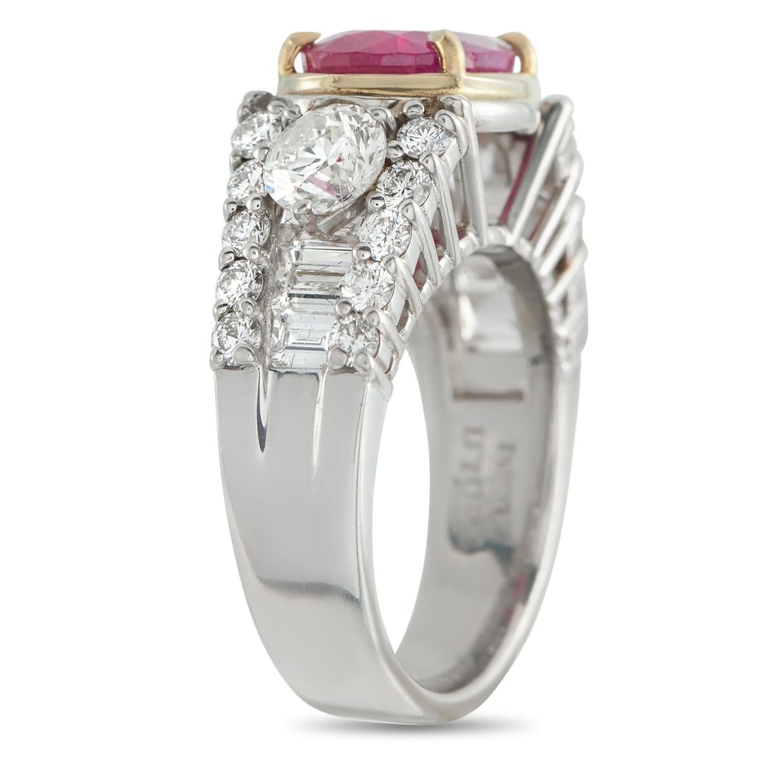 PLATINUM 1.60CT DIAMOND AND RUBY RING - 2