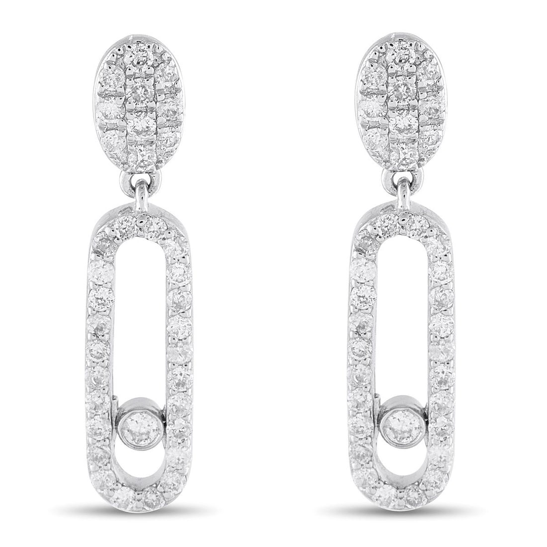 14K WHITE GOLD 0.50CT DIAMOND DROP EARRINGS: A luxurious design makes these earrings the perfect addition to any upscale ensemble. Elegant and perfectly understated, Diamonds with a total weight of 0.50 carats shine brightly from their place wit