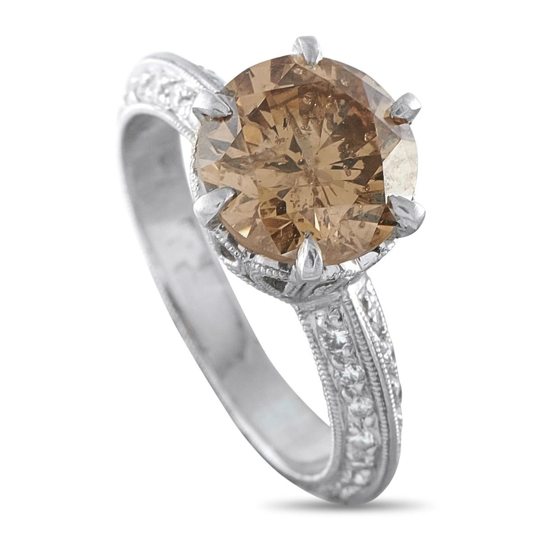PLATINUM 3.60CT DIAMOND RING: This luxury ring is simply unforgettable. The detailed Platinum is covered in sparkling Diamonds with a total weight of 0.52 carats, which allow this piece to catch the light from every angle. At the 