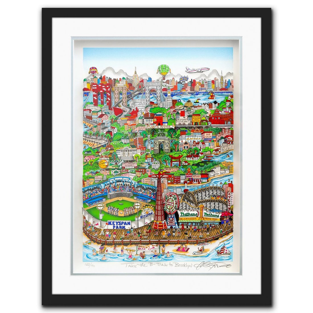 Charles Fazzino- 3D Construction Silkscreen Serigraph "Take the B Train to Brooklyn" (1 of 4)