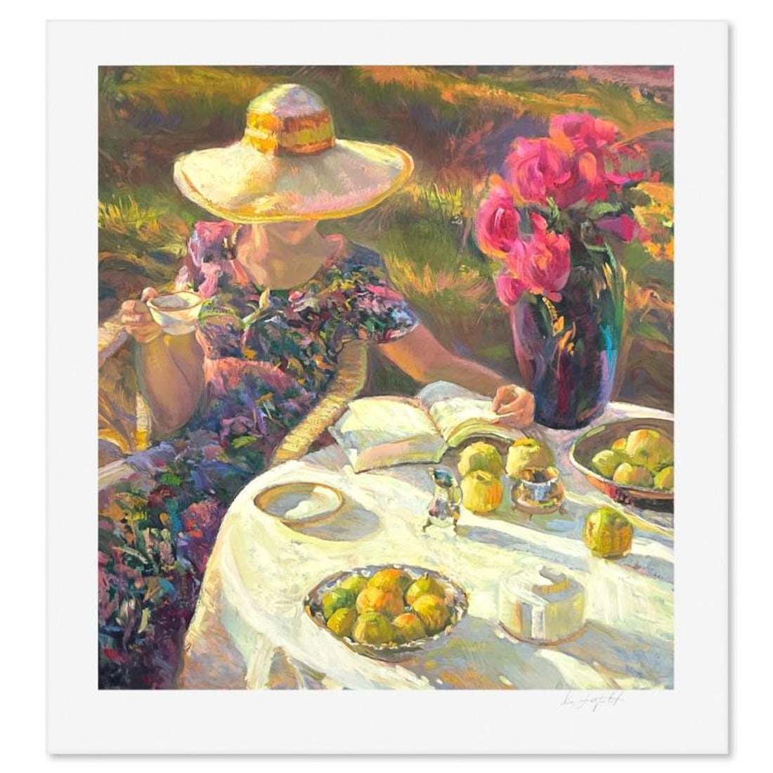 Don Hatfield, "Simple Pleasures" Limited Edition Printer's Proof Serigraph, Numbered and Hand Signed: Simple Pleasures is a limited edition printer's proof serigraph on paper by Don Hatfield, numbered and hand signed by the artist. Includes Letter of Authenticity. Measures approx. 36" x 38" (border), 