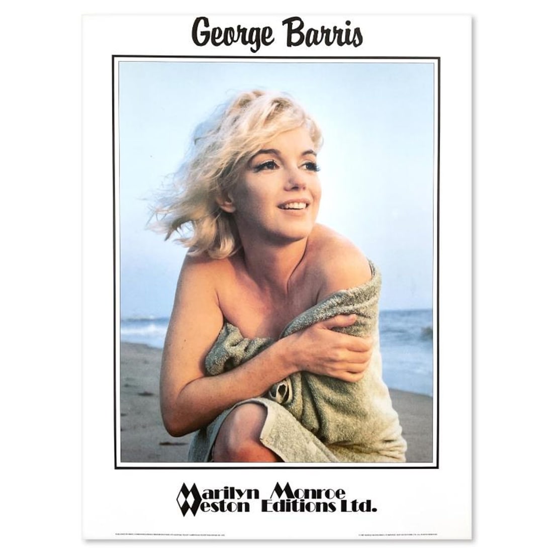 George Barris (1922-2016), "Marilyn Monroe" Poster from Edward Weston Collection with Letter of: Marilyn Monroe is a poster on paper by George Barris (1922-2016). This piece is from the Edward Weston Collection and includes Letter of Authenticity. Measures approx. 24" x 32" (image). This piece ha