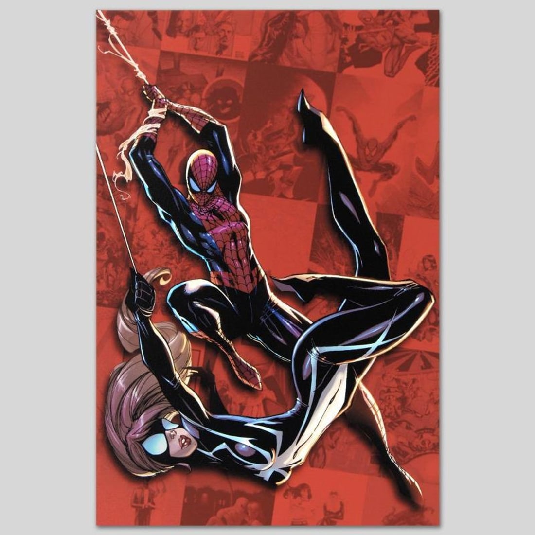Marvel Comics "Spider-Man Saga" Numbered Limited Edition Giclee on Canvas by J. Scott Campbell with: A piece of comic book history, this limited edition, from original art by J. Scott Campbell, depicts famous characters from the classic Spider-Man series. Though he became famous for drawing for Wilds