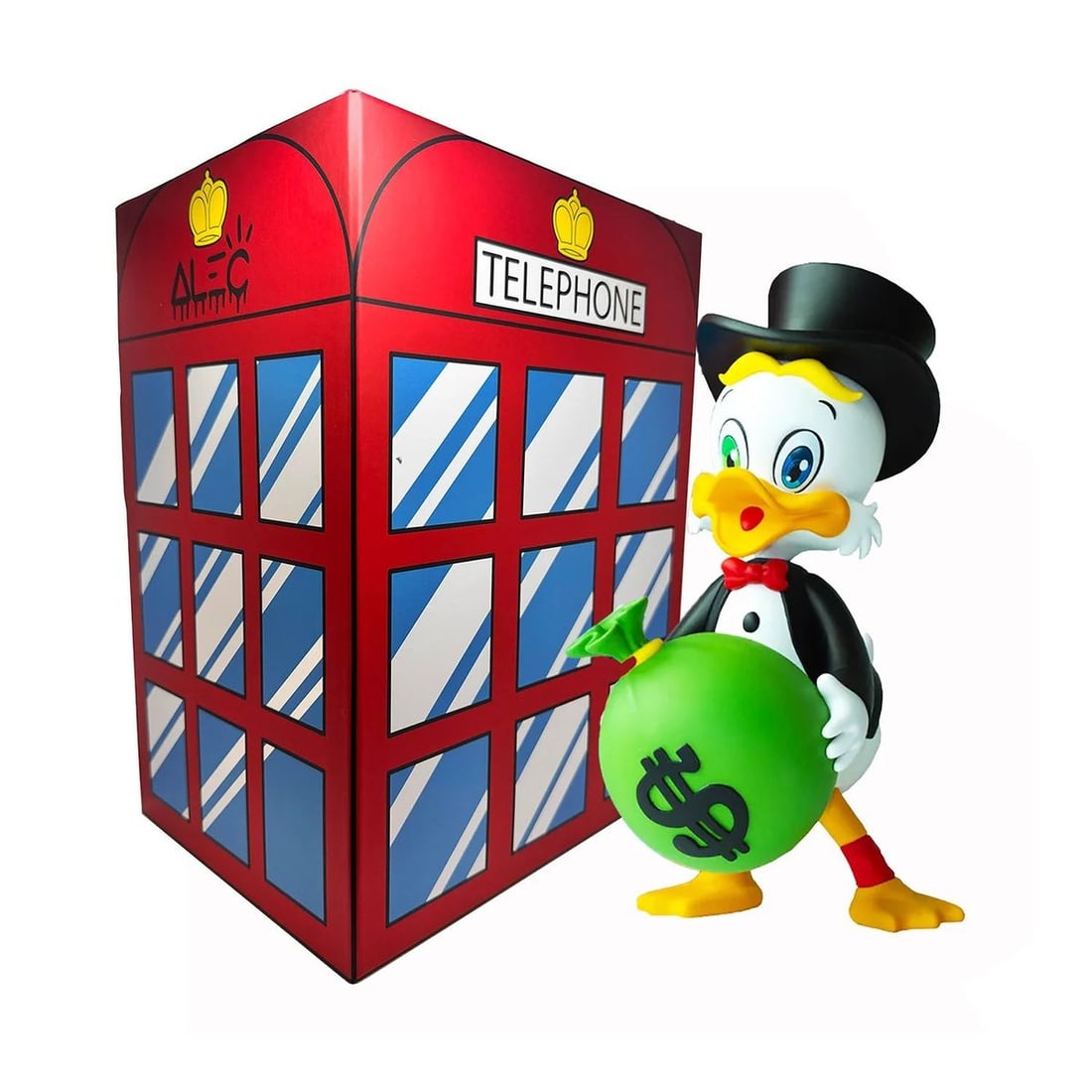 Alec Monopoly- Painted Solid Cast Vinyl Sculpture "Rich Ducky": Artist: Alec Monopoly. Medium: Painted Solid Cast Vinyl Sculpture. Title: Rich Ducky. Size: 12" x ". Signature: Limited edition of 400. Certificate of Authenticity: Artist issued COA. Additional: New 