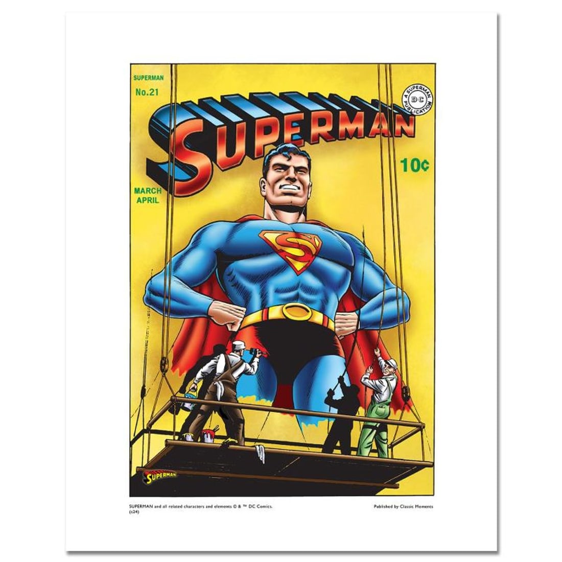 DC Comics, "Superman Billboard" Numbered Limited Edition Giclee with Certificate of Authenticity.: Superman Billboard is a limited edition giclee on paper from DC Comics featuring iconic Superman imagery. Numbered and with a hologram seal, it includes a certificate of authenticity, Measures approxi