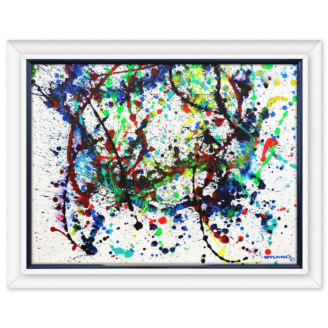 Wyland- Original Painting on Canvas "Abstract": Artist: Wyland. Medium: Original Painting on Canvas. Title: Abstract. Size: 36" x 48". Measures approx. 45" x 57" (framed). Signature: Hand signed by the artist. Certificate of Authenticity: Is includ