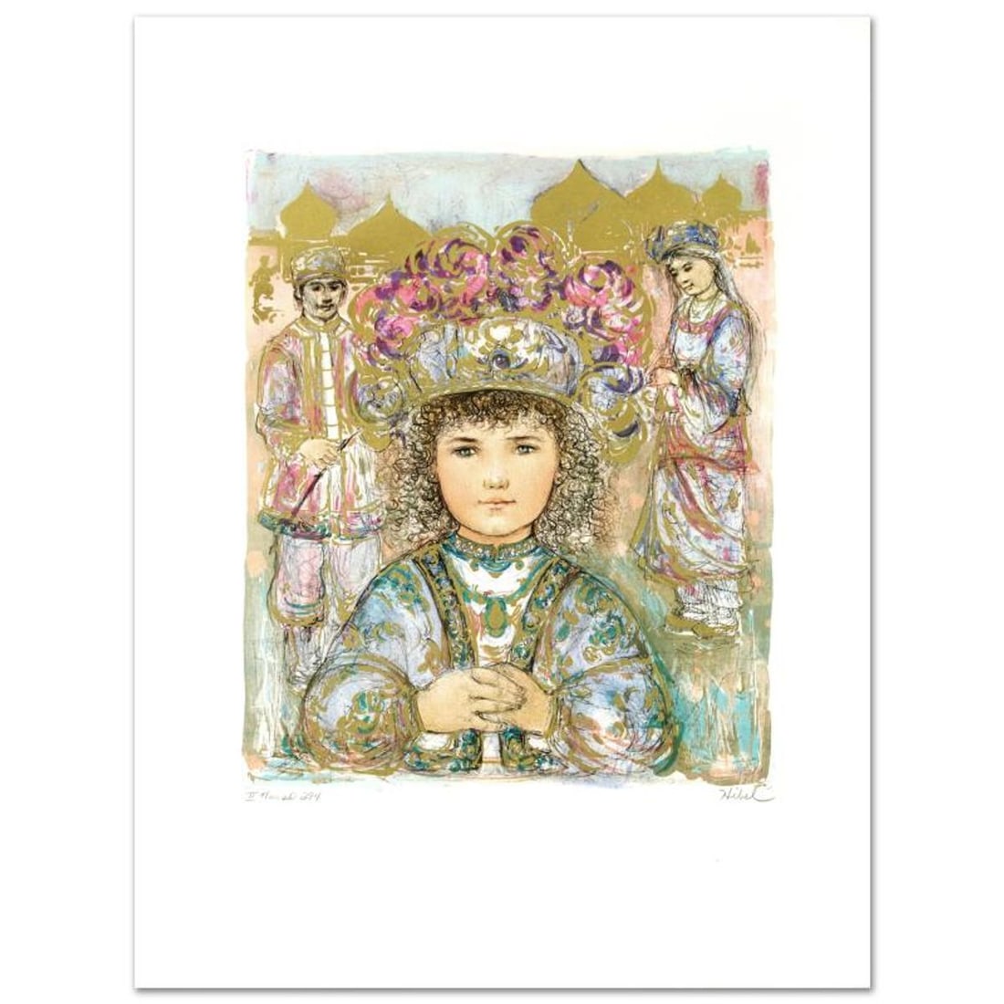 Darya's Daughter Limited Edition Lithograph by Edna Hibel (1917-2014), Numbered and Hand Signed with: Darya's Daughter is a limited edition lithograph on paper, numbered and hand signed by Edna Hibel (1917-2014). Includes Certificate of Authenticity! Measures approx. 20" x 26" (with border), 14" x 16.