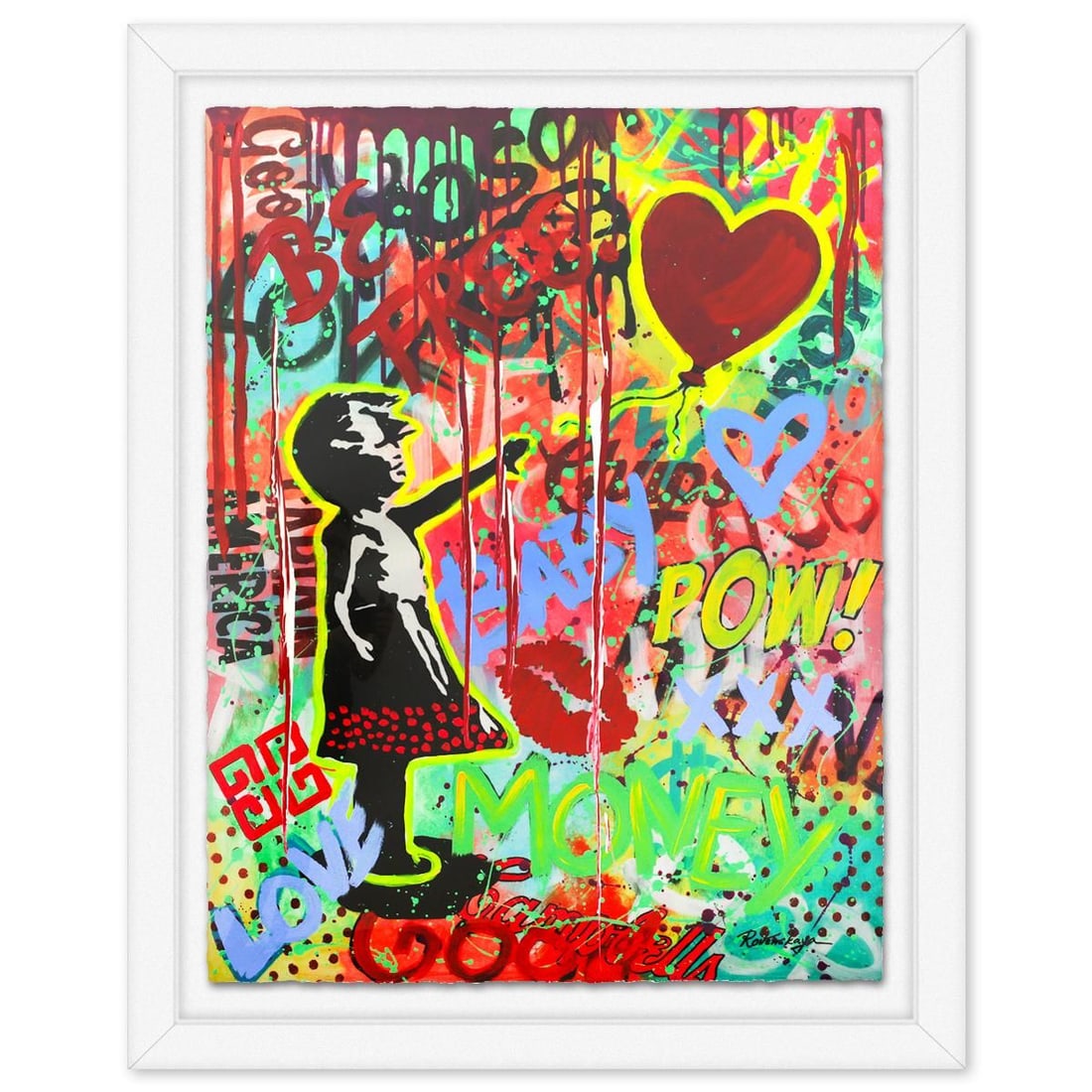 Nastya Rovenskaya- Original Mixed Media on Deckle Edge Paper "The Ballon": Artist: Nastya Rovenskaya. Medium: Original Mixed Media on Deckle Edge Paper. Title: The Ballon. Size: 50" x 38". Measures approx. 60" x 48" (framed). Signature: Hand Signed by the artist. Certificate