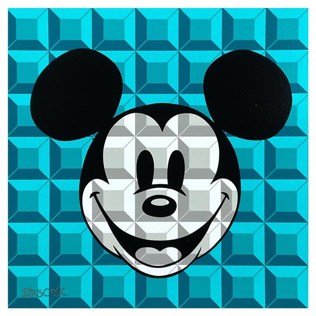 Tennessee Loveless, "Aqua 8-Bit Mickey" Limited Edition on Canvas from Disney Fine Art, Numbered and: Aqua 8-Bit Mickey is a limited edition giclee on canvas by Tennessee Loveless, numbered and hand signed by the artist. This piece is licensed by Disney Fine Art. Includes Letter of Authenticity. Measu