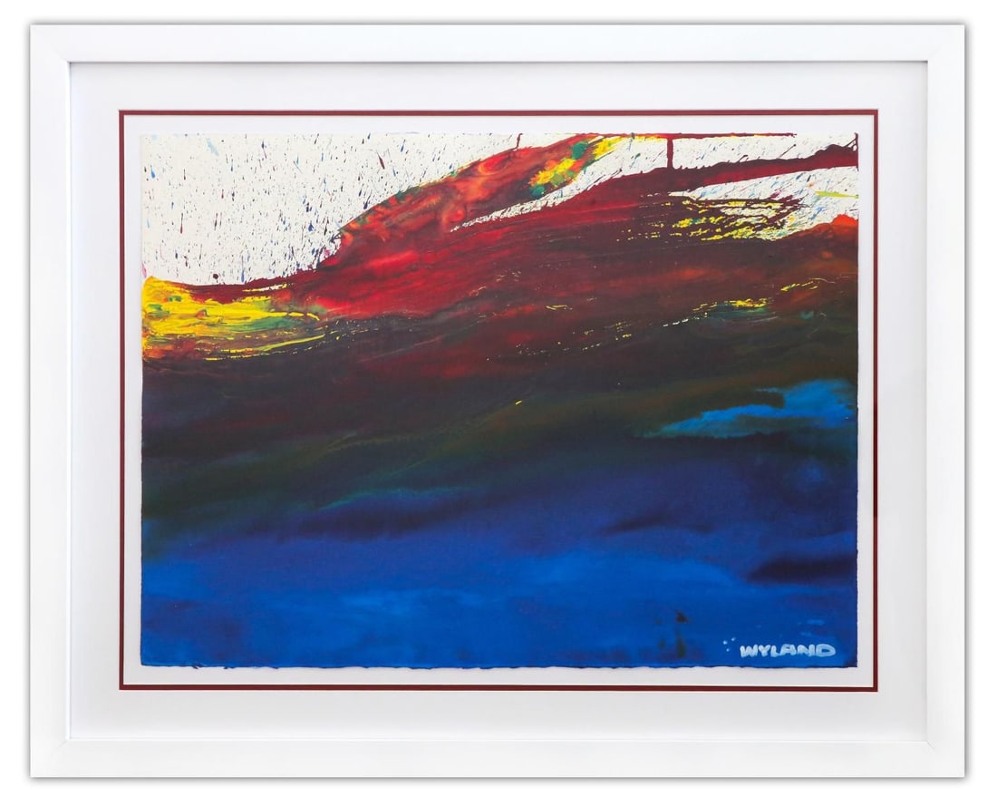 Wyland- Original Watercolor Painting on Deckle Edge Paper "Abstract": Artist: Wyland. Medium: Original Watercolor Painting on Deckle Edge Paper. Title: Abstract. Size: 22" x 30". Measures approx. 31" x 39" (framed). Signature: Hand Signed by the artist. Certificate of A