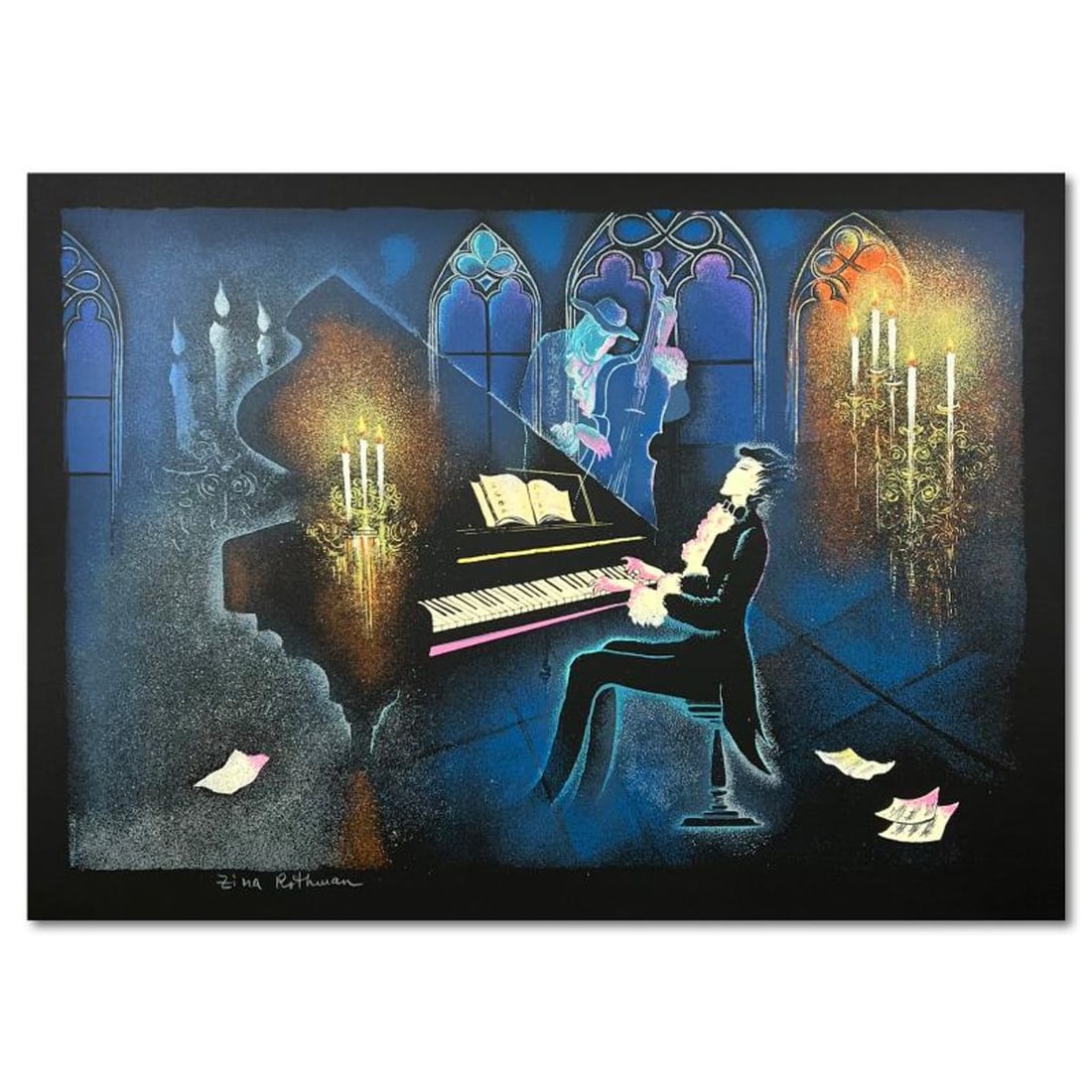 Zina Roitman, Limited Edition Serigraph, Hand Signed and Numbered, Letter of Authenticity.: This is a limited edition serigraph on paper by Zina Roitman. The piece comes hand signed by the artist, numbered, and with a letter of authenticity. Measures approximately 13" x 17.5". Reference#: 93