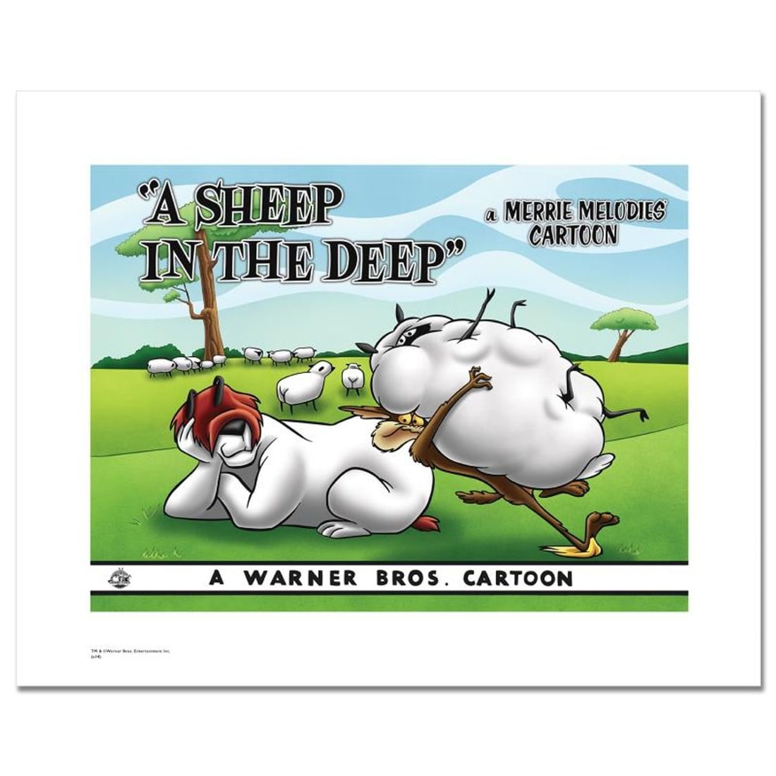 A Sheep in the Deep, Flock Numbered Limited Edition Giclee from Warner Bros. with Certificate of: A Sheep in the Deep - Flock is a limited edition giclee on paper from Warner Bros. featuring iconic Looney Tunes characters. The art was taken from an original Lobby Card used to promote "A Sheep in t