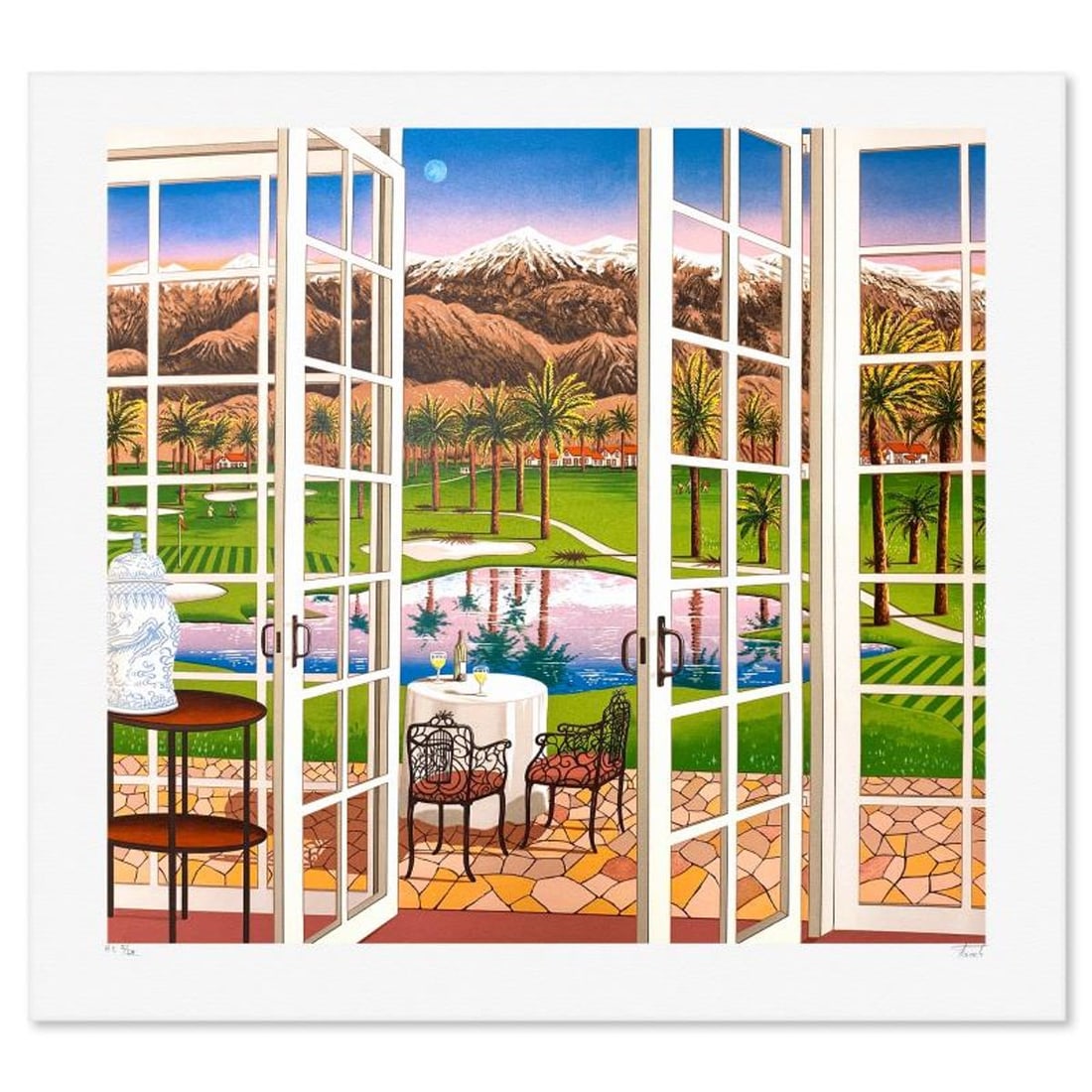 Fanch Ledan, "Palm Springs" Limited Edition Lithograph, HC Numbered and Hand Signed with Letter of: Palm Springs is a limited edition lithograph on paper by Fanch, HC numbered and hand signed by the artist. Includes Letter of Authenticity. Measures approx. 30.5" x 33" (border), 26" x 28" (image). Re