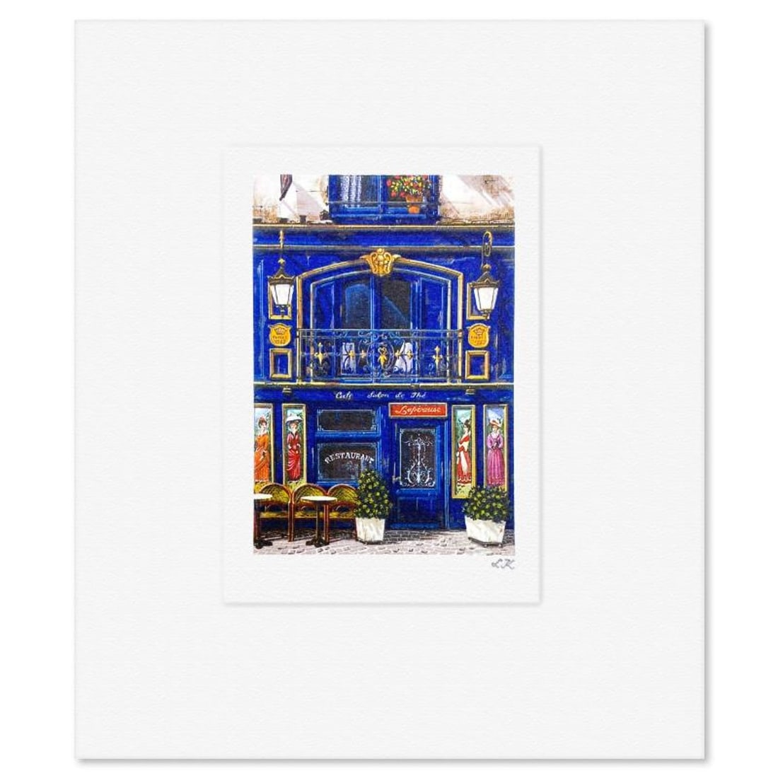Liudmila Kondakova, "Cafe Salon de The" Limited Edition Lithograph, Numbered and Hand Signed with: Cafe Salon de The is a limited edition lithograph on paper by Liudmila Kondakova, hand signed by the artist. Includes Letter of Authenticity. Measures approx. 7" x 6" (border), 3.5" x 2.5" (image). Re
